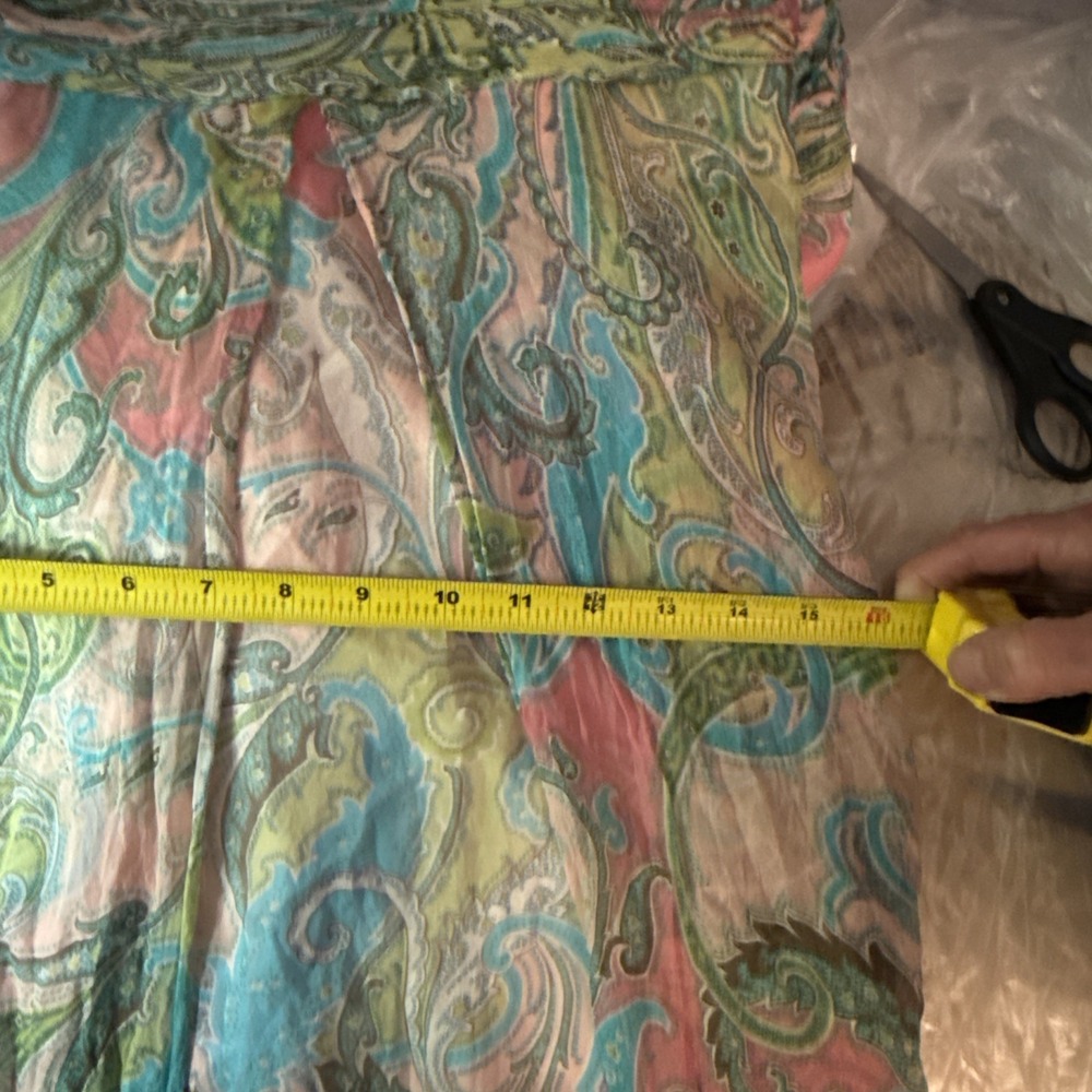 Cachet Women's Sz 6 Dress Pink & Green Blue Beaded Neckline Paisley Print - Picture 14 of 16